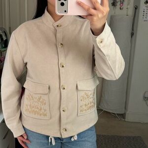 Solitaire Cream Jacket with Tan Embroidery